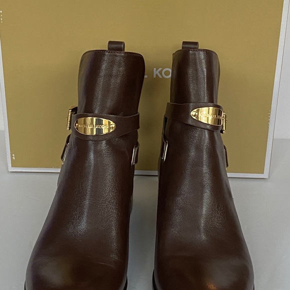 MICHAEL KORS Arlen Ankle Booties Brown Leather#8 - Picture 5 of 11